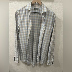 Michael Kors Dress Shirt - Blue/Tan/White Check - 16 32/33 - regular fit